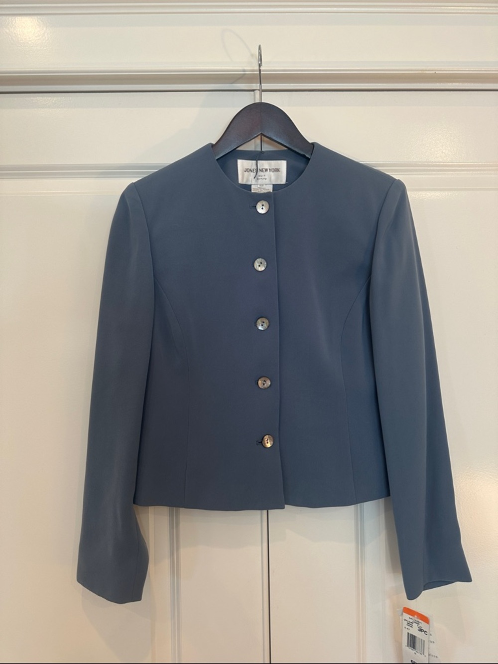 Nwt Jones New York Slate-Blue/Lagoon  Collarless Button Blazer 6P
